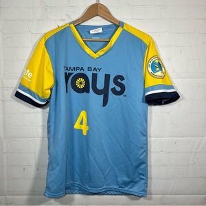 Tampa Bay Rays Blake Snell SGA Jersey Shirt Medium Yellow Blue Retro Pelicans